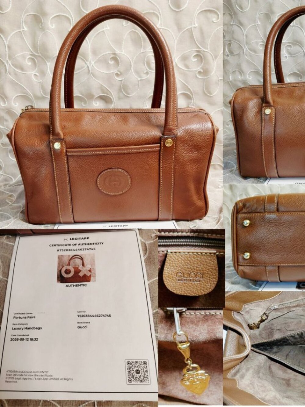 Vintage Gucci Brown Leather Boston Bag